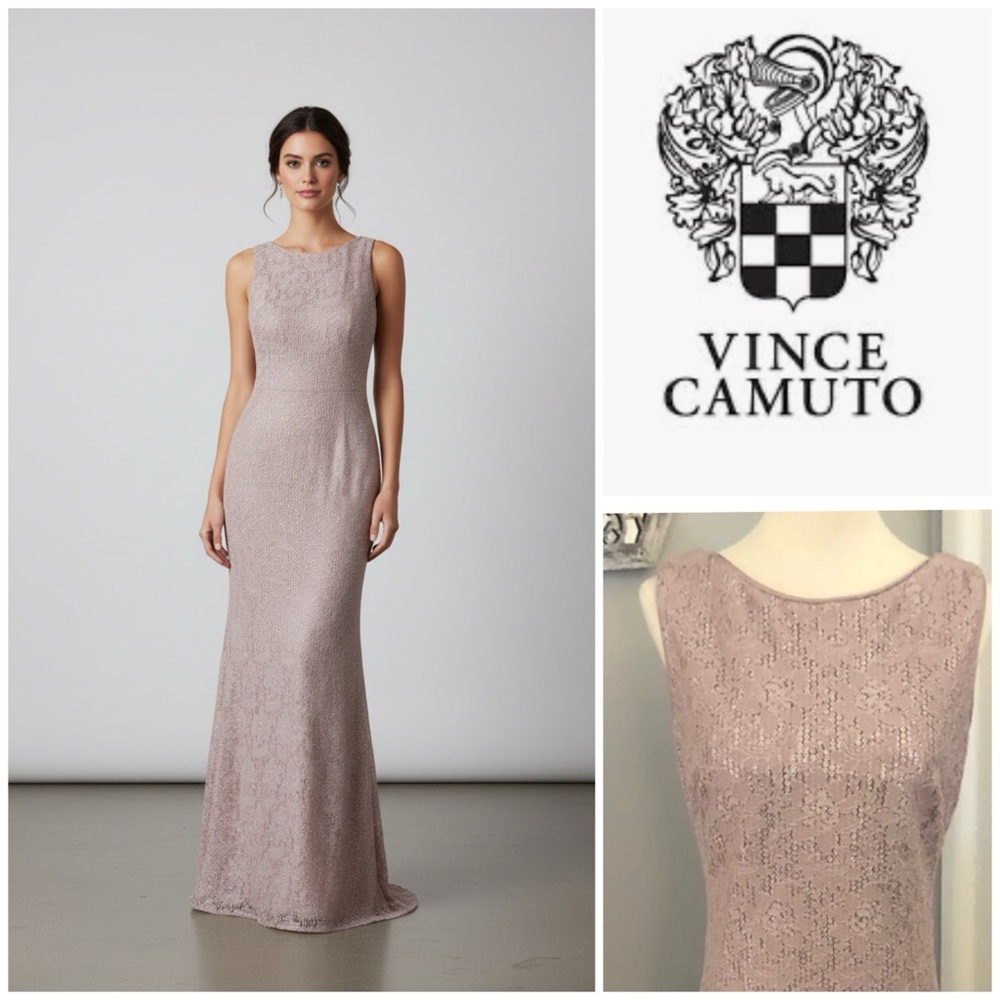 Vince Camuto Pink Sheath Maxi Dress Mock Neck Sleeveless